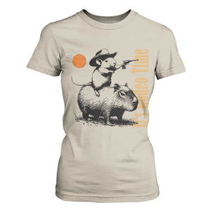 It Is Rodeo Time T Shirt For Women Funny Wild West Mouse Riding Capybara TS12 Sand Print Your Wear