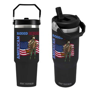 Patriotic Cowboy Flip Straw Tumbler American Rodeo Daddy USA Rodeo Art TS12 One Size: 30 oz Black Print Your Wear