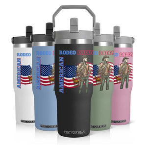 Patriotic Cowboy Flip Straw Tumbler American Rodeo Daddy USA Rodeo Art TS12 Print Your Wear