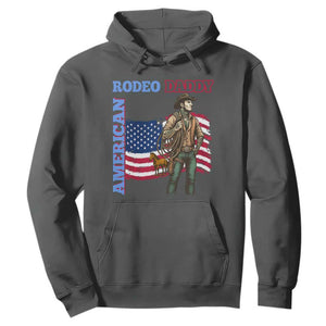 Patriotic Cowboy Hoodie American Rodeo Daddy USA Rodeo Art TS12 Dark Heather Print Your Wear