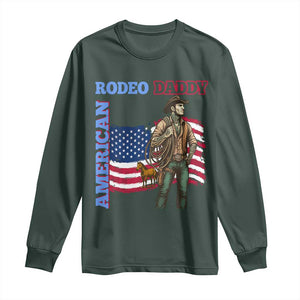 Patriotic Cowboy Long Sleeve Shirt American Rodeo Daddy USA Rodeo Art TS12 Dark Forest Green Print Your Wear