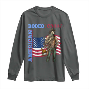 Patriotic Cowboy Long Sleeve Shirt American Rodeo Daddy USA Rodeo Art TS12 Dark Heather Print Your Wear