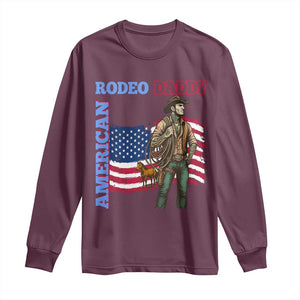 Patriotic Cowboy Long Sleeve Shirt American Rodeo Daddy USA Rodeo Art TS12 Maroon Print Your Wear