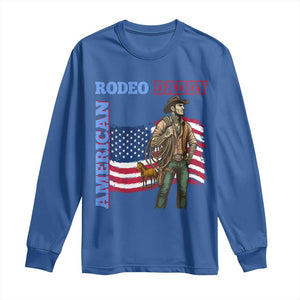 Patriotic Cowboy Long Sleeve Shirt American Rodeo Daddy USA Rodeo Art TS12 Royal Blue Print Your Wear