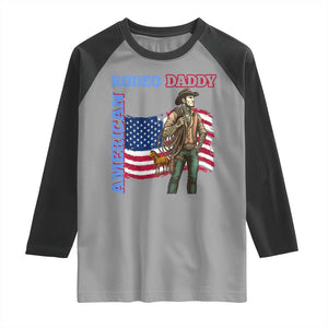 Patriotic Cowboy Raglan Shirt American Rodeo Daddy USA Rodeo Art TS12 Sport Gray Black Print Your Wear