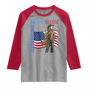 Patriotic Cowboy Raglan Shirt American Rodeo Daddy USA Rodeo Art TS12 Sport Gray Red Print Your Wear