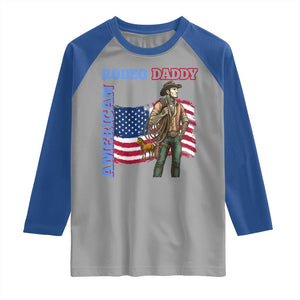 Patriotic Cowboy Raglan Shirt American Rodeo Daddy USA Rodeo Art TS12 Sport Gray Royal Print Your Wear