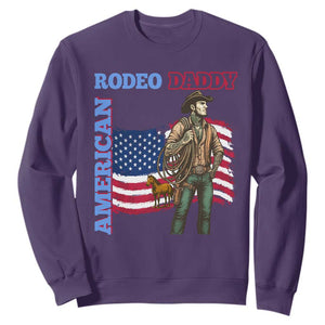 Patriotic Cowboy Sweatshirt American Rodeo Daddy USA Rodeo Art TS12 Purple Print Your Wear