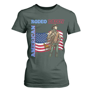 Patriotic Cowboy T Shirt For Women American Rodeo Daddy USA Rodeo Art TS12 Dark Forest Green Print Your Wear