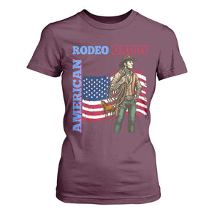 Patriotic Cowboy T Shirt For Women American Rodeo Daddy USA Rodeo Art TS12 Maroon Print Your Wear