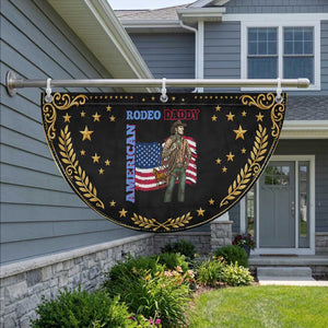 Southern Cowboy Patriotic Fan Flag American Rodeo Daddy USA Rodeo Art