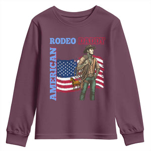 Patriotic Cowboy Youth Sweatshirt American Rodeo Daddy USA Rodeo Art TS12 Maroon Print Your Wear
