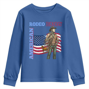 Patriotic Cowboy Youth Sweatshirt American Rodeo Daddy USA Rodeo Art TS12 Royal Blue Print Your Wear