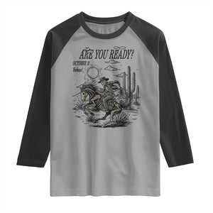 Halloween Skeleton Raglan Shirt Are You Ready October 31 Rodeo Cowboy TS12 Sport Gray Black Print Your Wear