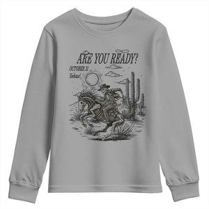 Halloween Skeleton Youth Sweatshirt Are You Ready October 31 Rodeo Cowboy TS12 Sport Gray Print Your Wear