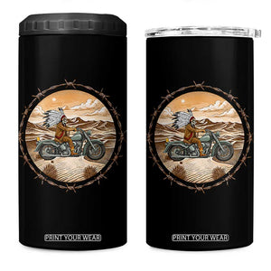 Native American Biker Gift 4 in 1 Can Cooler Tumbler Skull Motorcycle Rider