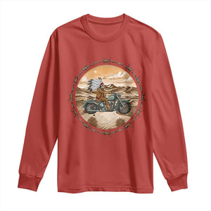 Native American Biker Gift Long Sleeve Shirt Skull Motorcycle Rider