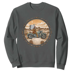 Native American Biker Gift Sweatshirt Skull Motorcycle Rider