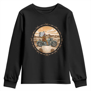 Native American Biker Gift Youth Sweatshirt Skull Motorcycle Rider