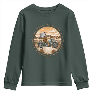 Native American Biker Gift Youth Sweatshirt Skull Motorcycle Rider