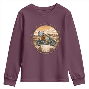 Native American Biker Gift Youth Sweatshirt Skull Motorcycle Rider