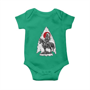 Vintage Native American Warrior Baby Onesie Horse Rider Feather Headdress Graphic