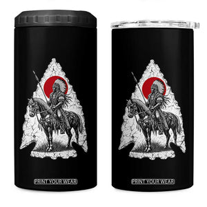 Vintage Native American Warrior 4 in 1 Can Cooler Tumbler Horse Rider Feather Headdress Graphic