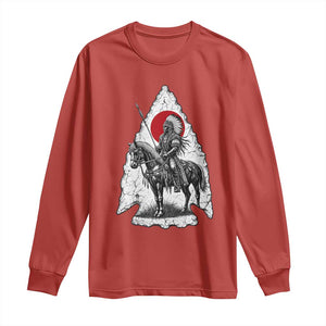 Vintage Native American Warrior Long Sleeve Shirt Horse Rider Feather Headdress Graphic