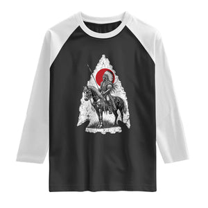 Vintage Native American Warrior Raglan Shirt Horse Rider Feather Headdress Graphic