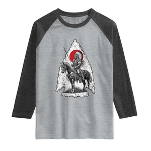 Vintage Native American Warrior Raglan Shirt Horse Rider Feather Headdress Graphic
