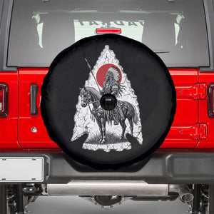Vintage Native American Warrior Spare Tire Cover Horse Rider Feather Headdress Graphic