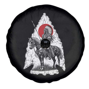 Vintage Native American Warrior Spare Tire Cover Horse Rider Feather Headdress Graphic