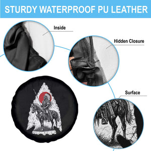 Vintage Native American Warrior Spare Tire Cover Horse Rider Feather Headdress Graphic