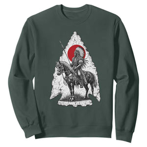 Vintage Native American Warrior Sweatshirt Horse Rider Feather Headdress Graphic