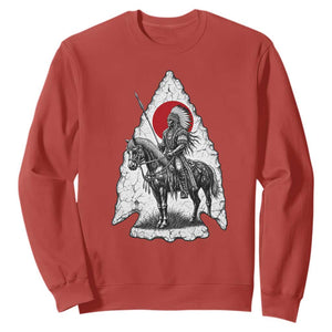 Vintage Native American Warrior Sweatshirt Horse Rider Feather Headdress Graphic
