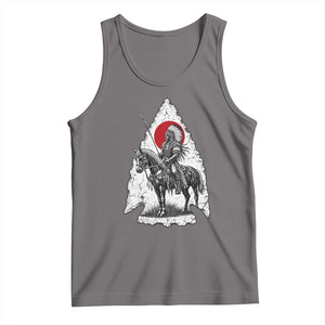 Vintage Native American Warrior Tank Top Horse Rider Feather Headdress Graphic