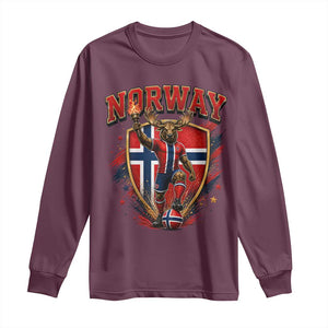 Funny Norway Norwegian Moose Long Sleeve Shirt Soccer Fan Game Day Gift TS12 Maroon Print Your Wear