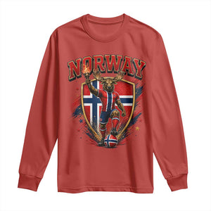 Funny Norway Norwegian Moose Long Sleeve Shirt Soccer Fan Game Day Gift TS12 Red Print Your Wear