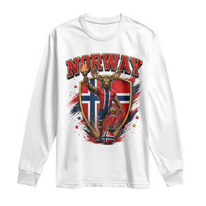 Funny Norway Norwegian Moose Long Sleeve Shirt Soccer Fan Game Day Gift TS12 White Print Your Wear