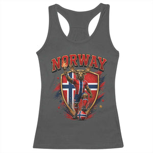 Funny Norway Norwegian Moose Racerback Tank Top Soccer Fan Game Day Gift TS12 Dark Heather Print Your Wear