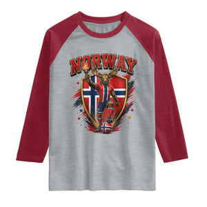 Funny Norway Norwegian Moose Raglan Shirt Soccer Fan Game Day Gift TS12 Heather Gray Heather Red Print Your Wear