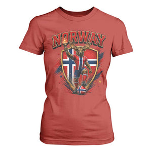 Funny Norway Norwegian Moose T Shirt For Women Soccer Fan Game Day Gift TS12 Red Print Your Wear