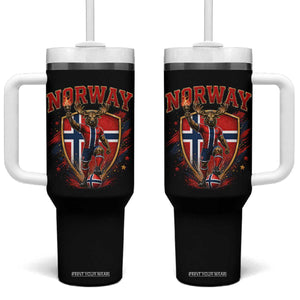 Funny Norway Norwegian Moose Tumbler With Handle Soccer Fan Game Day Gift TS12 One Size: 40 oz Black Print Your Wear