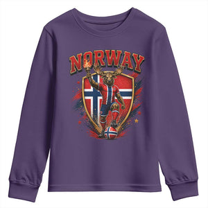 Funny Norway Norwegian Moose Youth Sweatshirt Soccer Fan Game Day Gift TS12 Purple Print Your Wear
