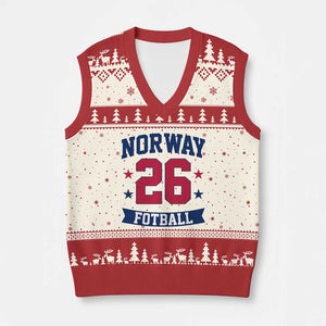 Vintage Norway Fotball V-Neck Knit Sweater Vest Norwegian Flag Game Day Fan Gift TS12 Beige Red Print Your Wear