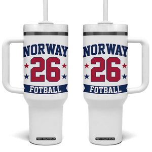 Vintage Norway Fotball Tumbler With Handle Norwegian Flag Game Day Fan Gift TS12 One Size: 40 oz White Print Your Wear