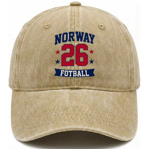 Vintage Norway Fotball Washed Cotton Baseball Cap Norwegian Flag Game Day Fan Gift TS12 Print Your Wear