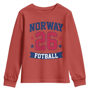 Vintage Norway Fotball Youth Sweatshirt Norwegian Flag Game Day Fan Gift TS12 Red Print Your Wear