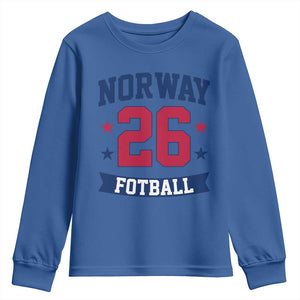 Vintage Norway Fotball Youth Sweatshirt Norwegian Flag Game Day Fan Gift TS12 Royal Blue Print Your Wear