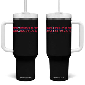 Vintage Norway Fotball Tumbler With Handle Scandinavian Pride Fan Gift TS12 One Size: 40 oz Black Print Your Wear